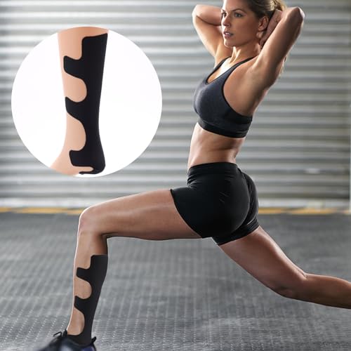 12pcs Precut Kinesiology Tape for Achilles Tendon, Waterproof & Breathable Athletic Heel Tape Enhance Elastic Sports Patch Strips Provides Stability Recovery for Achilles and Muscle Support