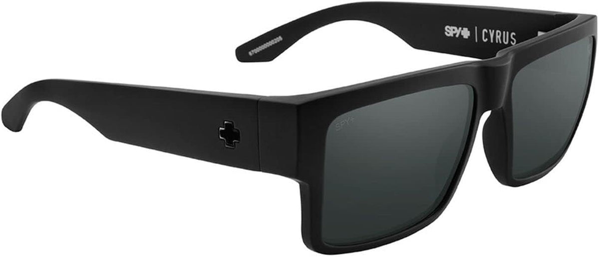 Spy Cyrus Sunglasses Matte Black with Happy Boost Black Mirror Polarized Lens + Case