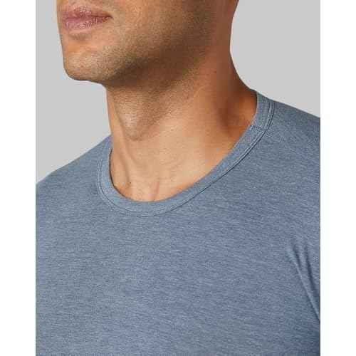 32 Degrees Heat Men's Lightweight Crew Base Layer Thermal Top | Form Fitting | Long Sleeve| 4-Way Stretch, Nile Blue Heather, Medium