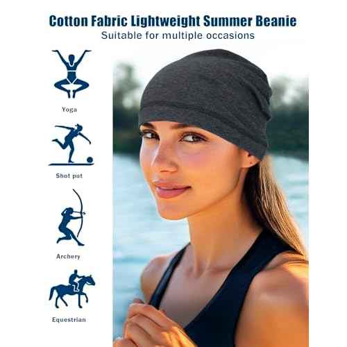 Cotton Skull Caps Lightweight Summer Beanie Hat Sleep Sleeping Slouchy Thin Hats Chemo Cap Running Helmet Liner