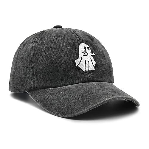 Waldeal Ghost Embroidered Hat, Adjustable Halloween Decorations Spooky Boo Baseball Cap for Men Women