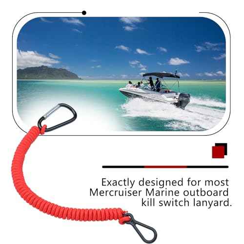 Boat Key Lanyard Fit Most Marine Outboard Replace 8M0092850 Boat Engine Stop Kill Switch Safety Cut Off Lanyard