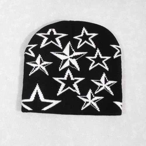 Y2K Cute Hat Men Women Quality Cap Warm Cap Star Beanie Gothic Spider Pattern Acrylic Y2k Knitted Hat