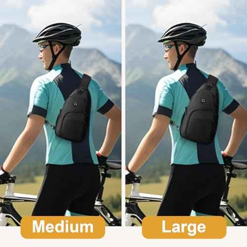 Crossbody Bags for Women Man, Waterproof Sling Bag Backpack Trendy Casual Cross Body Bags with Convertible Shoulder Strap Chest Bag for Camping Hiking Travel Essentials (Black, Medium)