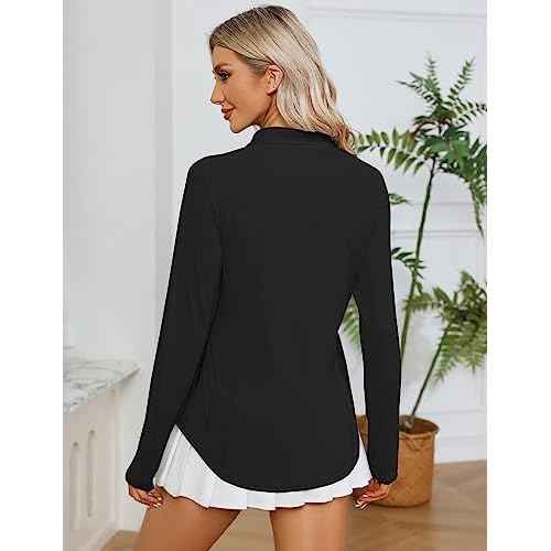 LOMON Women Long Sleeve Shirts Sun Protection 1/4 Zip Summer Quick Dry Hiking Shirts Quarter Zip Pullover for Women