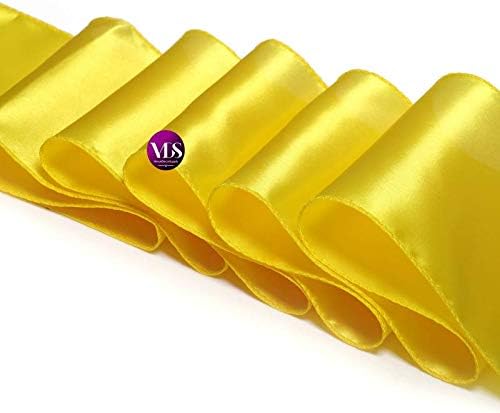 VDS Satin Chair Sashes Chair Cover Back Tie Sateen Bows Ribbon for Wedding Birthday Graduation Engagement Ceremony Event Party Banquet Venue Hotel All Dining Chair Decoration (200PC) (Yellow)