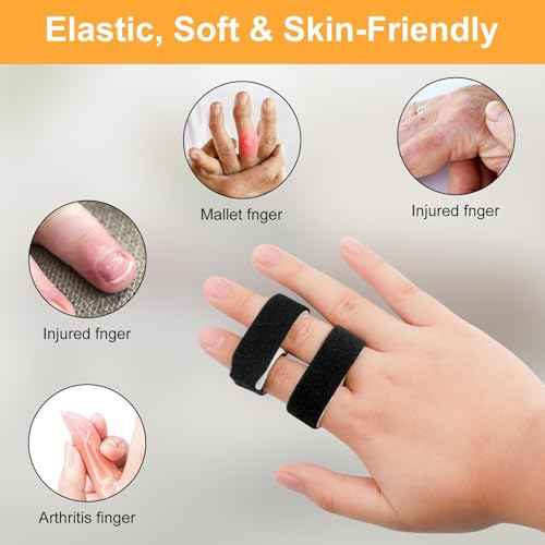 10PCS Buddy Finger Straps, 5.5X0.5'' Finger Buddy Straps Tape for Pinky Finger, Finger Tape & Finger Wrap for Swollen Finger Support Washable and Reusable