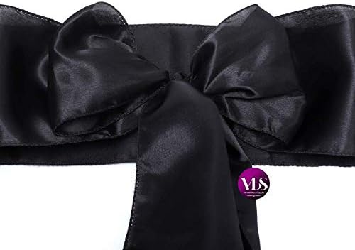 VDS Satin Chair Sashes Chair Cover Back Tie Sateen Bows Ribbon for Wedding Birthday Graduation Engagement Ceremony Event Party Banquet Venue Hotel All Dining Chair Decoration (150PC) (Black)