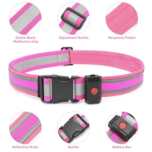 Illumifun LED Running Belt - USB Rechargeable Light Up Sash, High-Visibility Elastic Waistband Light for Running Cycling Hiking Camping Nighttime Activities