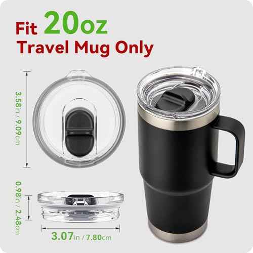 20 oz Stronghold Lid Replacement for YETI Rambler Travel Mug, Screw On Top Threaded Tumbler Twist Lid for Yeti 20oz Travel Mugs(Fits YETI Rambler 20 oz Travel Mug Only!)