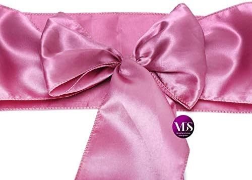 VDS Satin Chair Sashes Chair Cover Back Tie Sateen Bows Ribbon for Wedding Birthday Graduation Engagement Ceremony Event Party Banquet Venue Hotel All Dining Chair Decoration (250PC) (Dusty Pink)
