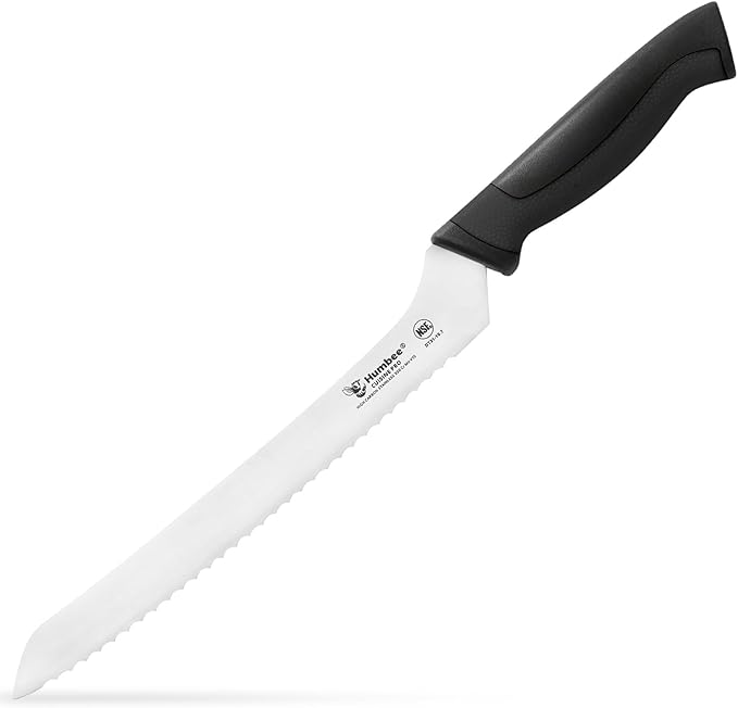 10-Inch Offset Serrated Bread Knife, Premium High Carbon Stainless Steel Blade Knife for Bread with Ergonomic Handle, NSF Certified, DT-31 Series, Black