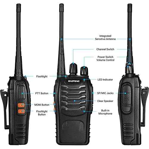 Baofeng Walkie Talkies bf-888s Two-Way Radios Long Range Rechargeable Interphone for Adults Professional Handheld UHF Communicator 6 Pack Walky Talky Set with Earpiece,Li-ion Battery and Charger