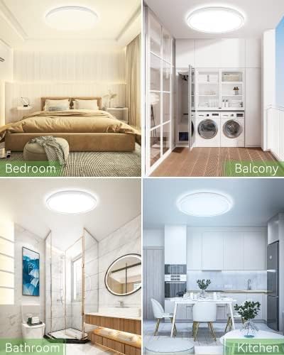 zemty 2Pack 12 Inch LED Flush Mount Ceiling Light, Super Thin 28W 3200lm Low Profile Ceiling Lights, 3 Color Temperature in One 3000k/4500k/6000K Lighting fixtures for Bedroom, Kitchen, Bathroom