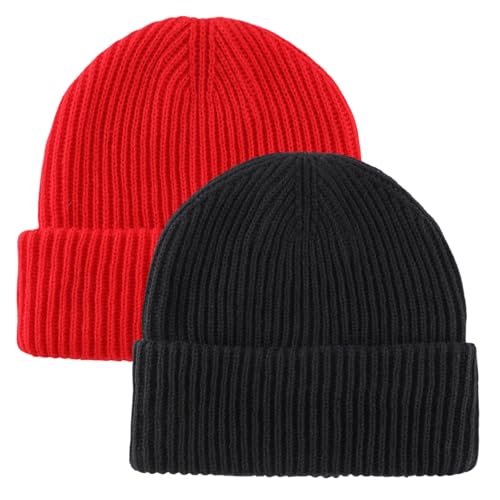 Home Prefer Mens Winter Hat Rib Knit Beanie Hat for Men Women Warm Cuff Beanie for Running Cycling Snow Ski Beanie