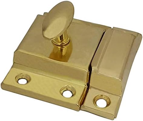 QCAA Oval Turn Cabinet Latch, for Cupboard & Other Furniture, Large, Brass Plated, 1 Pack