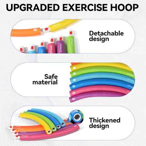 Weighted Exercise Hoop for Adults, 2.2lb&2.8lb Adjustable Fitness Hoop, 8 Detachable Hoop Sections with Jump Rope & Storage Bag, Home Gym Workout