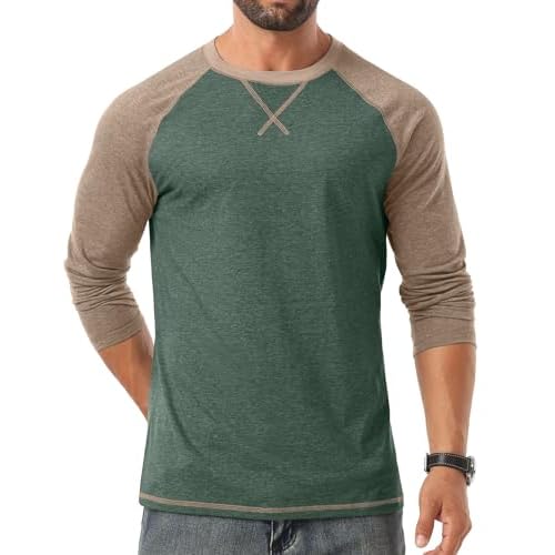 Askdeer Mens T-Shirt Long/Short Sleeve Cotton Shirts Casual Stylish Crewneck Shirts