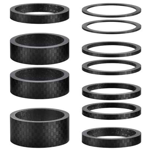 11PCS Bike Carbon Fiber Headset Spacers, Matte Finish, Fits 1-1/8 Inch Stem for MTB, Road Bicycle Handlebar Stems, (15/10/5/3/2/1mm) 6 Sizes