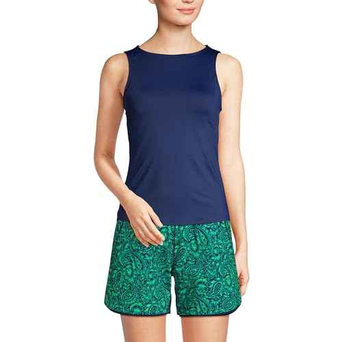 Lands' End Women's High Neck UPF 50 Modest Tankini Top Swimsuit