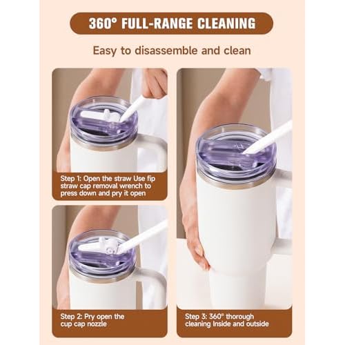 2 Pack Detachable ProTour Lid with Stanley, for Stanley Lids 40 oz Leakproof, 40oz Flip Straw Lid for Stanley, for Stanley No Spill 40 oz Tumbler Lids, Cup Accessories for Stanley (Clear and white)