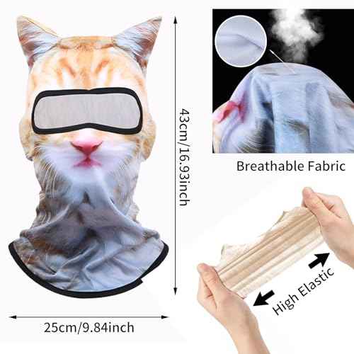 3D Cat Ski Balaclava Sheisty Face Mask with Ears Cute Animal Ski Mask Suitable for Music Festivals Raves Party Activities