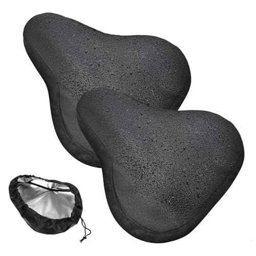 2 Pcs Waterproof Bicycle Seat Cover Bike Cushion Covers Duty Oxford Cloth Rain Cover Dustproof Sun & Wind Protection Bike Seat Covers for E-Bikes City Mountain Bicycle