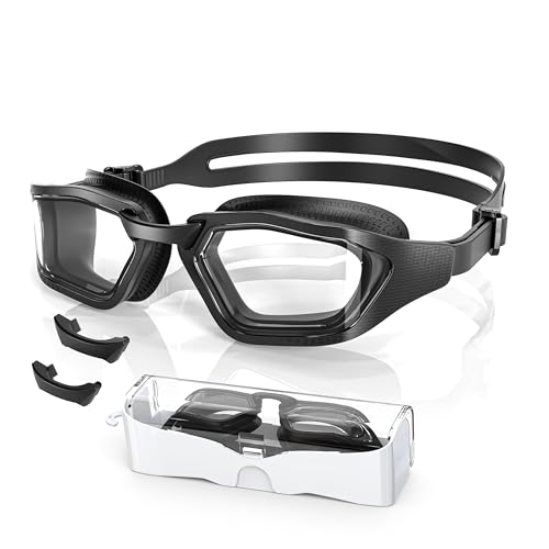 Greatever Sleek Swim Goggles Unisex-Adult, UV400 Protection Swimming Goggles, HD Wide View Goggles, Anti Fog No Leakage