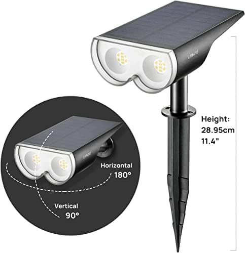 Linkind Solar Lights Outdoor Waterproof IP67, StarRay Dusk-to-Dawn Outdoor Solar Lights, 3 Lighting Modes Solar Spot Lights Outdoor for Garden, Yard, Landscape (Warm White, 6 Pack)
