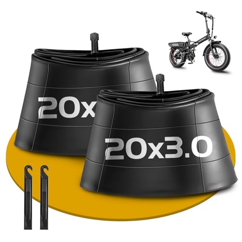 2 Pack 20 x 3.0 Fat Tire Tube Schrader Valve, Puncture Proof Bike Tubes for 20 x 3 Bicycle Tire, Butyl Rubber Inner Tube for EBike/Electric Bike/Mountain Bike