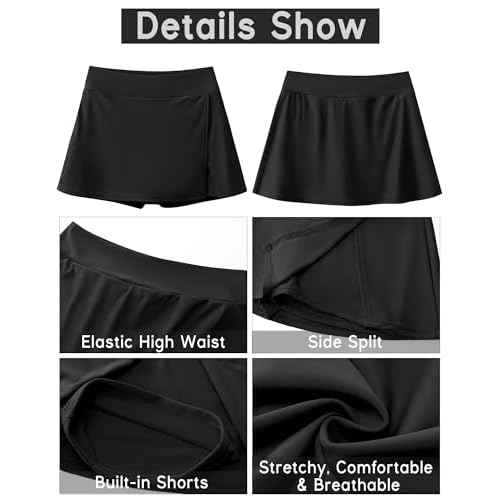 GRAPENT Swim Skirt Bottoms for Women High Waisted Bikini Swimsuit Bottom Side Split Bathing Suit Skirts with Shorts