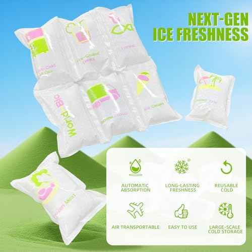 WORLD-BIO Dry Ice Packs for Shipping & Coolers, Shipping Ice Sheets for Coolers Reusable, Long Lasting Dry Ice for Shipping Food, Keep Food Drink Cold,17'' X 9.3'' 96 Cells