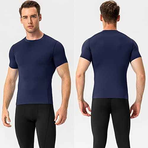 SPVISE 1 or 2 Pack Men's Compression Shirts Short Sleeve Athletic Workout T-Shirt Running Tops Cool Dry Active Gym Undershirt