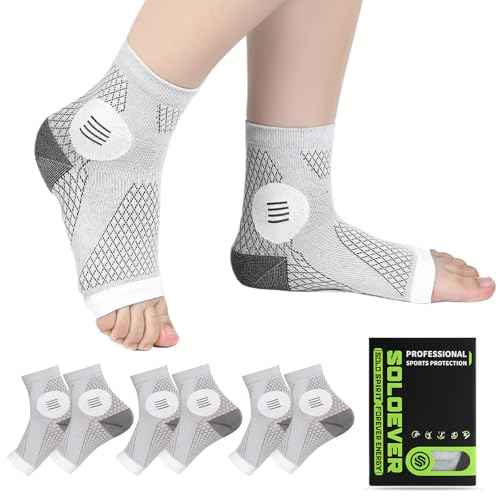 3 Pairs Neuropathy Socks for Women & Men, Toeless Plantar Fasciitis Socks for Achilles Tendonitis Relief, Arch Support, Foot Pain Relief, Compression Ankle Socks for Swelling