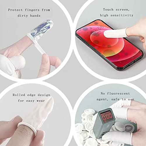 Approx. 420 Pcs Latex Finger Cots, Disposable Medium Finger Gloves, Fingertip Protectors, Thumb Covers, Sleeves Covers Protection for Fingertips(White)