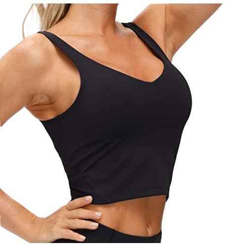THE GYM PEOPLE Womens' Sports Bra Longline Wirefree Padded with Medium Support