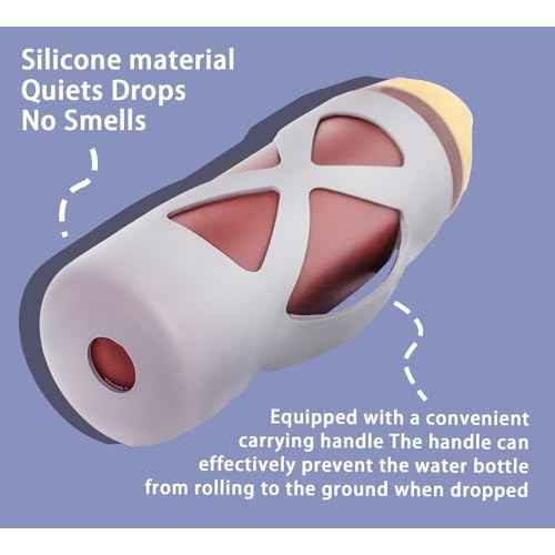 Silicone Water Bottle Boot for Owala 24 oz, Silicone Case with Handle, Anti-Slip Protective Sleeve Protector, Reduce Damage and Provide Comprehensive Protection for FreeSip(Grey)