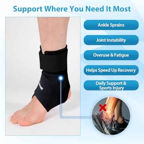 Ankle Brace for Men & Women, Compression Ankle Support Brace with Dual-Sided Plastic Stabilizers, Adjustable X-Strap & Open Heel for Sprain Recovery, Foot Discomfort, Sports & Daily Use 1 Pack