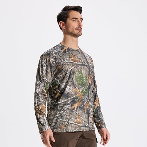 LOOGU Men's Camo Shirt Lightweight Turkey Hunting Shirt Camouflage Shirts for Men Long Sleeve Shirt