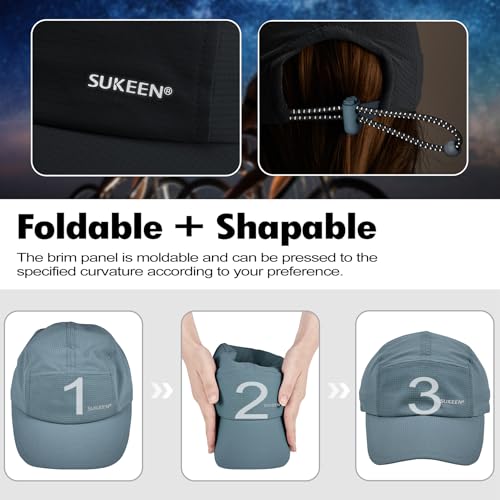 Sukeen Lightweight Sun Hat for Women Men,Quick Drying Baseball Cap UPF50+ Running Hats Foldable Sport Cap for Outdoor Daily