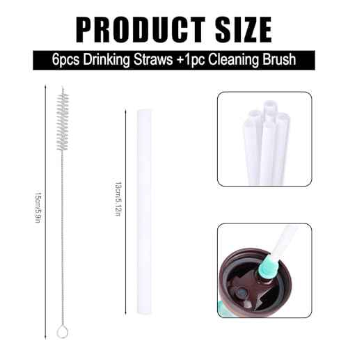 6pcs Drinking Straws for Owala Kids Flip Insulated Water Bottle, Reusable Straw Replacement with Cleaning Brush Tumbler Parts Accessories Compatible with Owala Kids Flip 14oz Cups