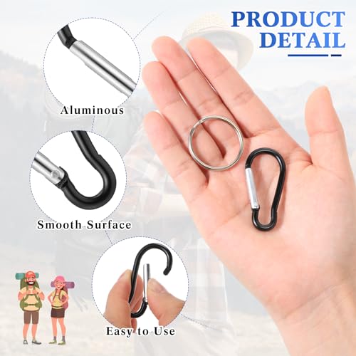 200 Pcs 1.8" Bulk 100 Aluminum Clip Keychains with 100 Keyrings Metal Mini Spring Snap Hooks for Camping Hiking Traveling Outdoor Activities