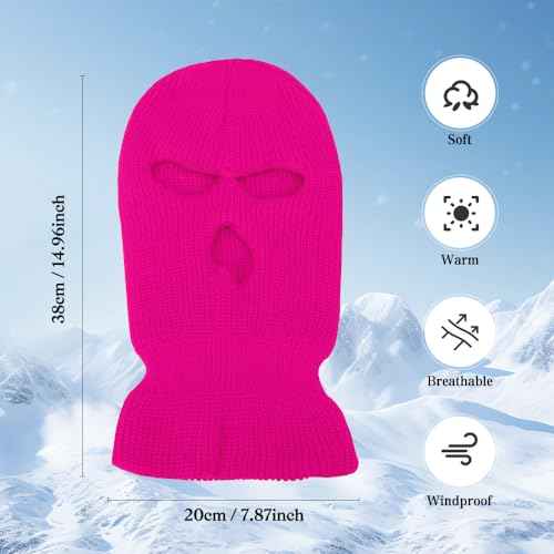 3 Hole Ski Mask, Knitted Balaclava Face Mask, Winter Full Face Mask Cover for Winter Outdoor Sports