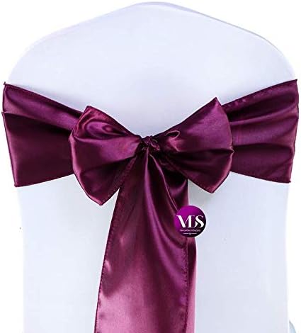VDS Satin Chair Sashes Chair Cover Back Tie Sateen Bows Ribbon for Wedding Birthday Graduation Engagement Ceremony Event Party Banquet Venue Hotel All Dining Chair Decoration (250PC) (Eggplant)