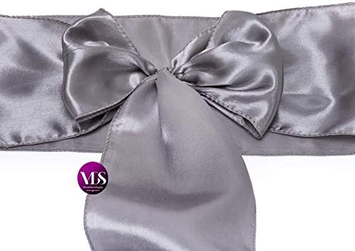 VDS Satin Chair Sashes Chair Cover Back Tie Sateen Bows Ribbon for Wedding Birthday Graduation Engagement Ceremony Event Party Banquet Venue Hotel All Dining Chair Decoration (125PC) (Silver Grey)