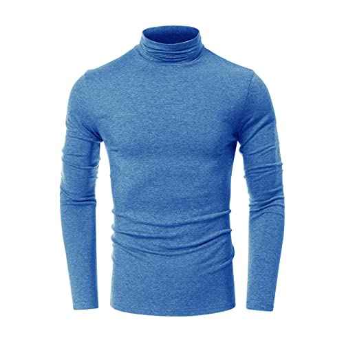 LONGBIDA Men's Turtleneck Long Sleeve Pullover Shirt Basic Thermal Top Stretch Slim Fit Sweaters