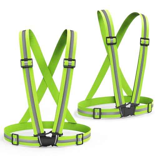 2 Packs Reflective Vest Running Gear, High Visibility Reflective Running Gear Adjustable Elastic Safety Vest for Night Jogging, Biking, Walking or Dog Walking, Running Vest for Men Women Children