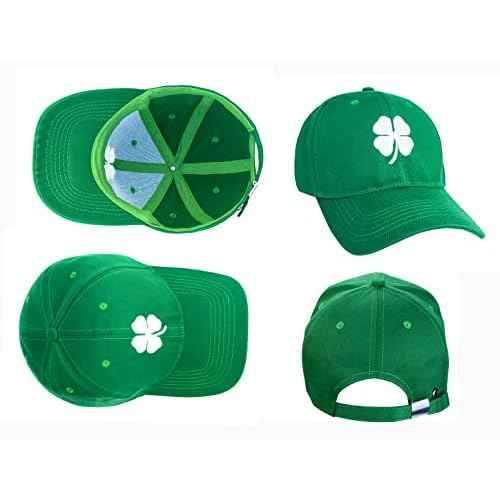 St. Patrick's Day 4 Leaf Clover Baseball Hat Adjustable Embroidery Shamrock Baseball Cap for Men and Women