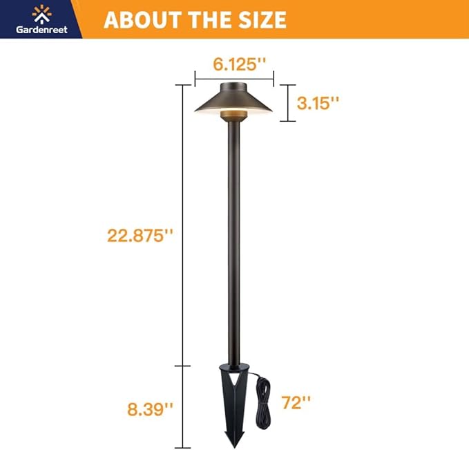 Brass Low Voltage Pathway Lights Kit(8 Pack) 12V LED with 150W Low Voltage Transformer and Mechanical Timer and 100 Feet Wire and 40Pack Connectors for Outdoor House Garden Sideway