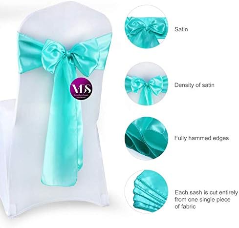 VDS Satin Chair Sashes Chair Cover Back Tie Sateen Bows Ribbon for Wedding Birthday Graduation Engagement Ceremony Event Party Banquet Venue Hotel All Dining Chair Decoration (250PC) (Sea Green)